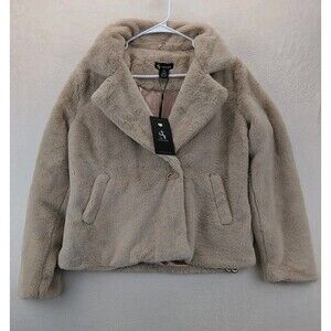 Alison Sheri Faux Fur Coat Jacket Women’s M Camel Colored Soft Shaggy Vogue NWT